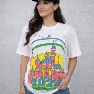 NWT Disneyland Resort 2024 Castle Graphic Tee White Size M